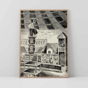 Printable Circus Act Performer People in the Stands at Fun Big Top Circus Show Digital Art Download Wall Art Print Sketch Drawing Artwork