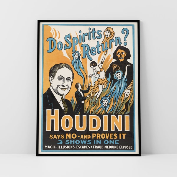 Magic Show Art Ghost Spirit Spooky Artwork Seance Houdini Poster Mysterious Ghostly Mystery Spirit Art Printable Download Digital Print