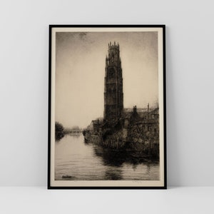 Haunted Tower Spooky Artwork Art Haunted Building Ghost Landscape Spooky Haunting Wall Art Vintage Printable Digital Download Boston Stump