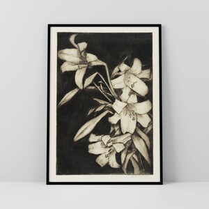 Lilies Bouquet Art Print Flower Lily Digital Download Wall Art Easter Lily Downloadable Lily Printable Botanical Vintage Floral Artwork