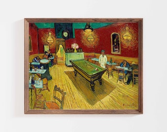 Printable Art Pool Table Billiards at Night Café Van Gogh Download Digital Art Brushstrokes Painting Pool Hall Artwork Downloadable Print