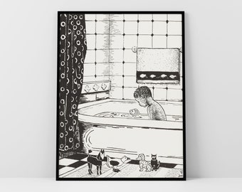 Bathtub Art Vintage Bathroom Artwork Child Bath Kid Print Boy Bath Room Art Print Bath Tub Toy Bath Time Bathtime Nursery Printable Download