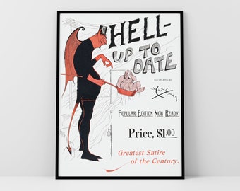 Vintage Devil Art Demon Illustration Devil Cartoon Demon Printable Devil Funny Demon Print Digital Download Hell Devil Poster Wall Artwork