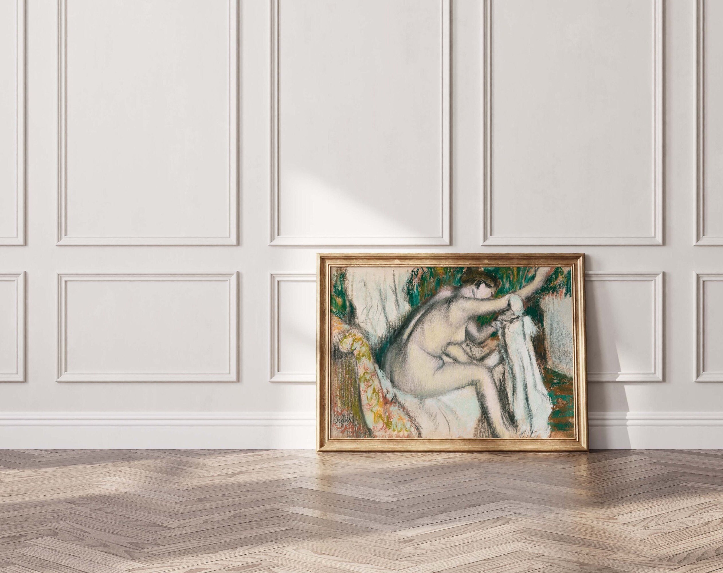 Vintage Nude Woman Bathroom Art Naked Lady Time Bath After Shower Vintage Nude Woman Bathroom Art Naked Lady Time Bath After Shower