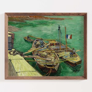 Boat Dock Coastal Decor Vintage Art Print Sea Shoreline Artwork Van Gogh Download Quay Coast Pier Ocean Seascape View Printable Digital Art