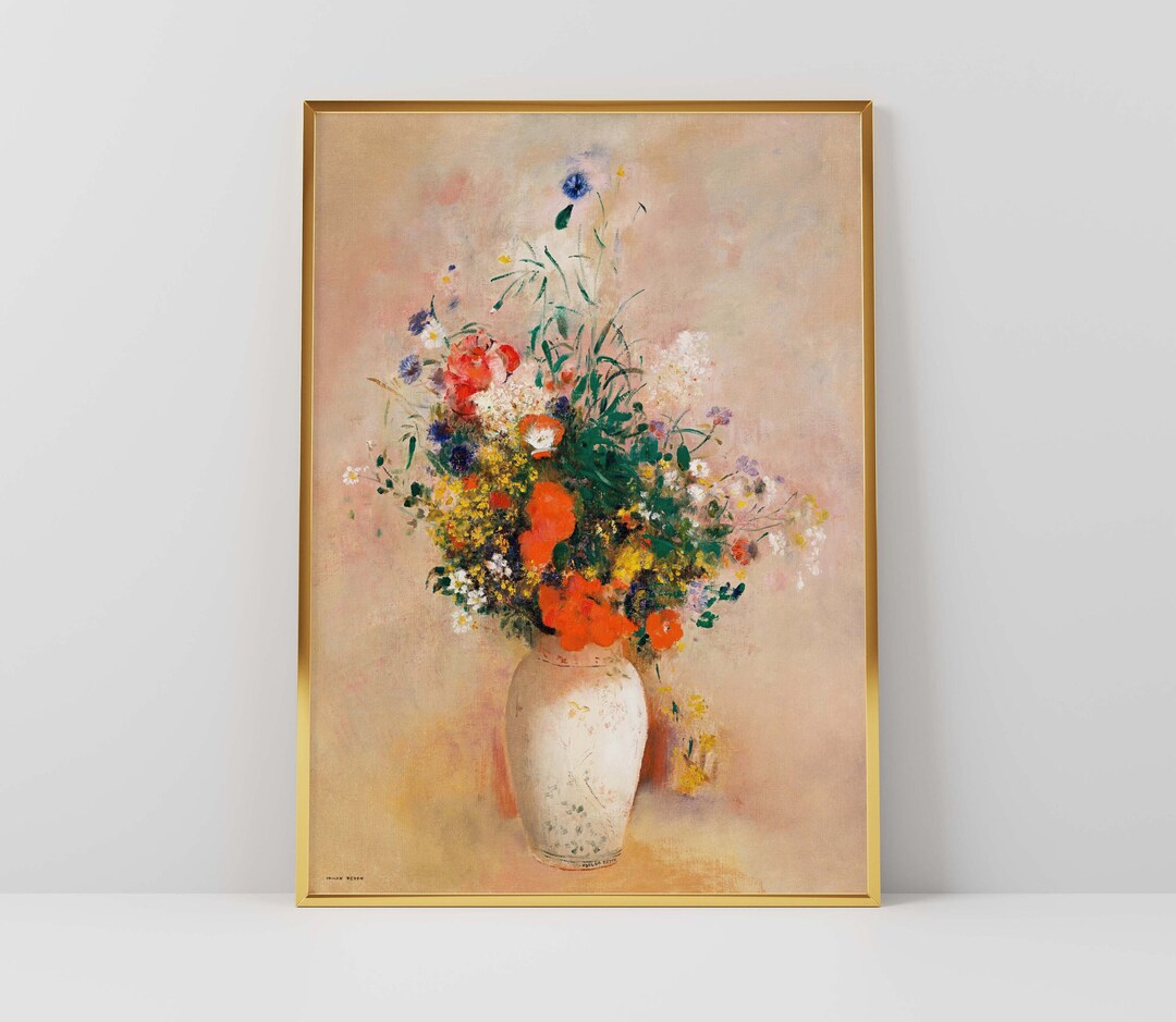 Floral Vase Art Print Botanical Flower Artwork Printable Digital ...