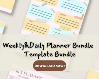 Daily Planner Weekly Planner Monthly Planner Productivity Planner Instant Download plr planner All in One Digital Planner 2024 2025