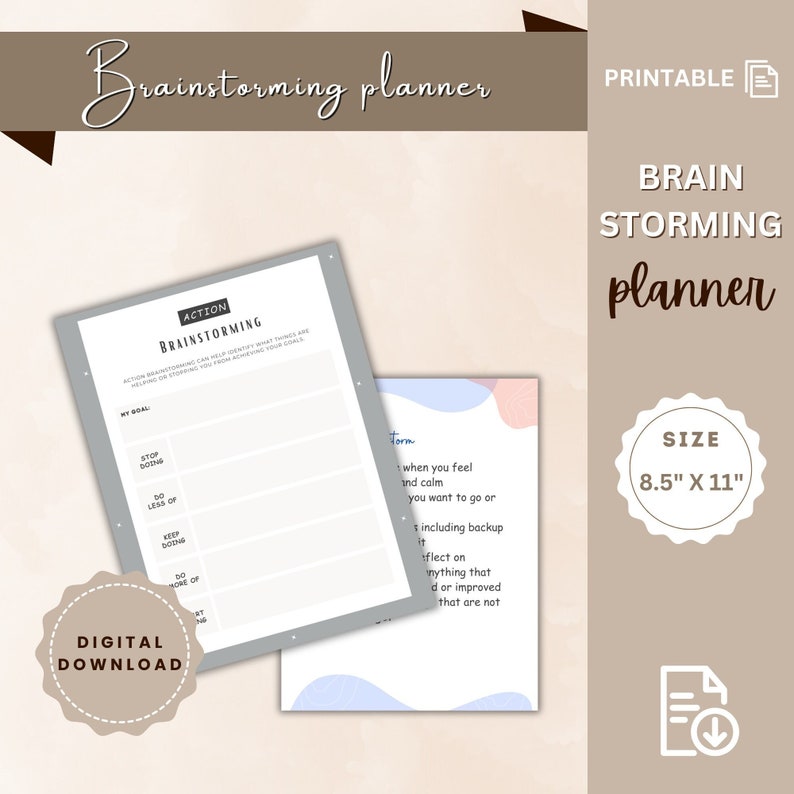 Brainstorming Template Mind Map Planner Mind Mapping - Etsy