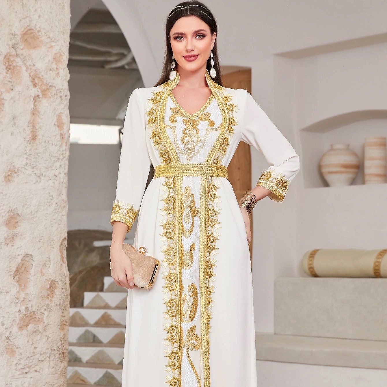 robe orientale moderne blanche Sur Mesure by KenzaCaftan