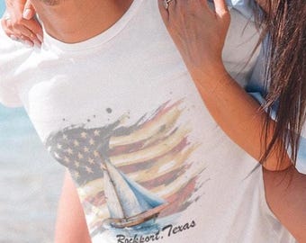 Rockpot Texas Fourth of July T-Shirt: Patriotic Red White & Blue