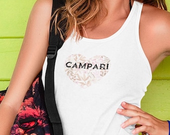 Campari Heart Tank Top: Floral Beach Summer Top