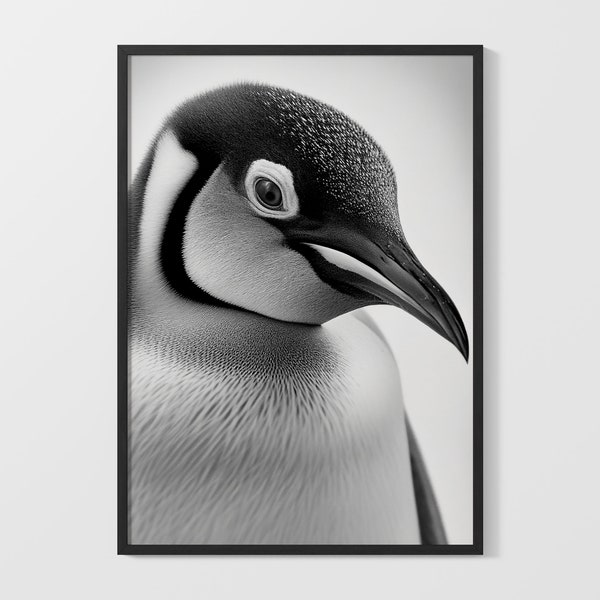 Emperor Penguin Portrait | Printable Wall Art | Digital Download | Wall Poster | Black and White Film Photography | Wildlife Photography