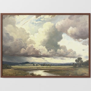 Stormy Clouds Country Landscape | Printable Wall Art | Digital Download | Wall Print | 19th Century Oil Painting | Antique Style Art