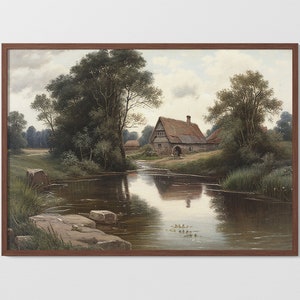 Rustic Countryside House | Printable Wall Art | Digital Download | Wall Print | 19th Century Oil Painting | Antique Victorian Style Art
