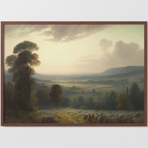Vintage European Afternoon Landscape | Printable Wall Art | Digital Download | Wall Print | 19th Century Oil Painting | Antique Style Art