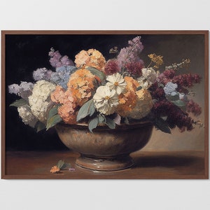 Vintage Blumentopf | Druckbare Wandkunst | Digitaler Download | Wandbild | Ölgemälde aus dem 19.Jahrhundert | Antik Stil Kunst