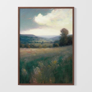 European Country Meadow Landscape | Printable Wall Art | Digital Download | Wall Print | 19th Century Oil Painting | Antique Style Art