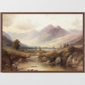 Vintage Glorious Mountain Landscape | Printable Wall Art | Digital Download | Wall Print | 19th Century Oil Painting | Antique Style Art