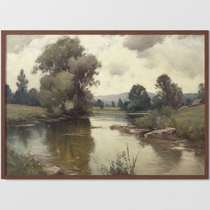 Vintage Country Landscape | Printable Wall Art | Digital Download | Wall Print | 19th Century Oil Painting | Antique Style Art