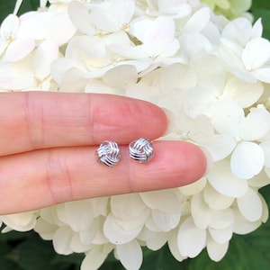 7mm Silver Love Knot Stud Earrings Sterling Silver 925, Tiny Love Knot Studs, Dainty Love Knot Earrings for Women, Gift for her