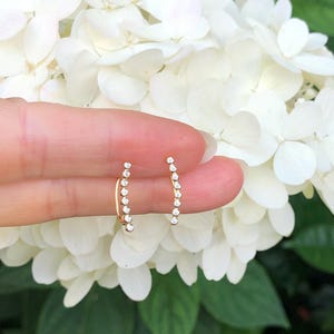 14mm/0.55in x1.2mm Gold Bar Ear Climber Earrings Sterling Silver 925, Cubic Zirconia Bezel Bar Crawler, Gold Plated Tiny Climber Earrings