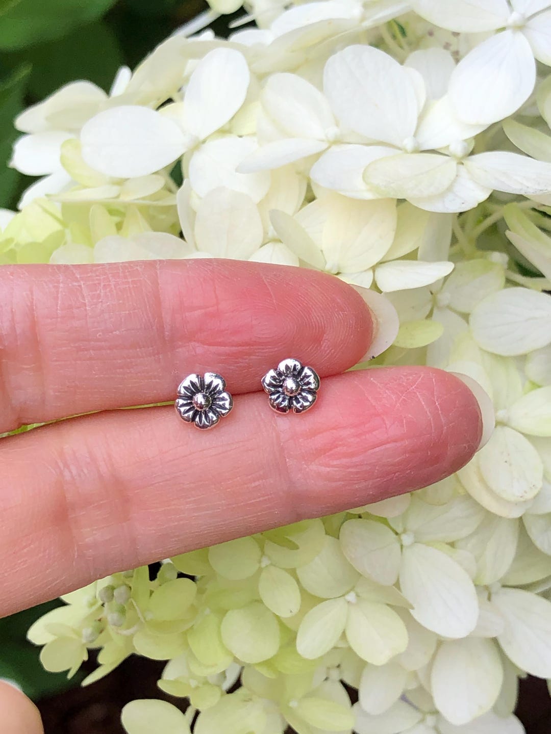 5.8mm Silver Flower Stud Earrings Sterling Silver 925, Tiny Flower