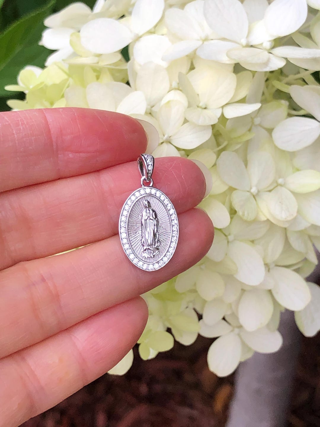 799646c01 17.5mm/0.69in Silver Guadalupe Pendant Sterling Silver 925, Virgin Mary ...