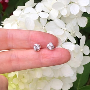 6.7mm Silver Love Knot Stud Earrings Sterling Silver 925, Plain Tiny Love Knot Studs, Dainty Love Knot Earrings for Women Girls