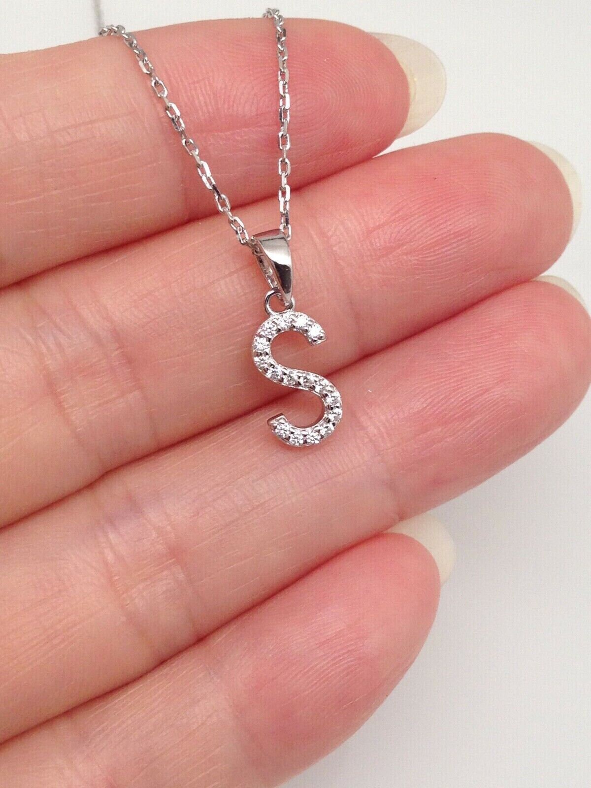 9mm Silver Initial S Necklace Sterling Silver 925, Initial