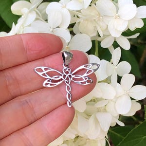 1.30in Silver Celtic Dragonfly Pendant Sterling Silver 925, Plain Dragonfly Pendant for Women Girls, 20mm(0.79&quot;) x 33mm(1.30&quot;)