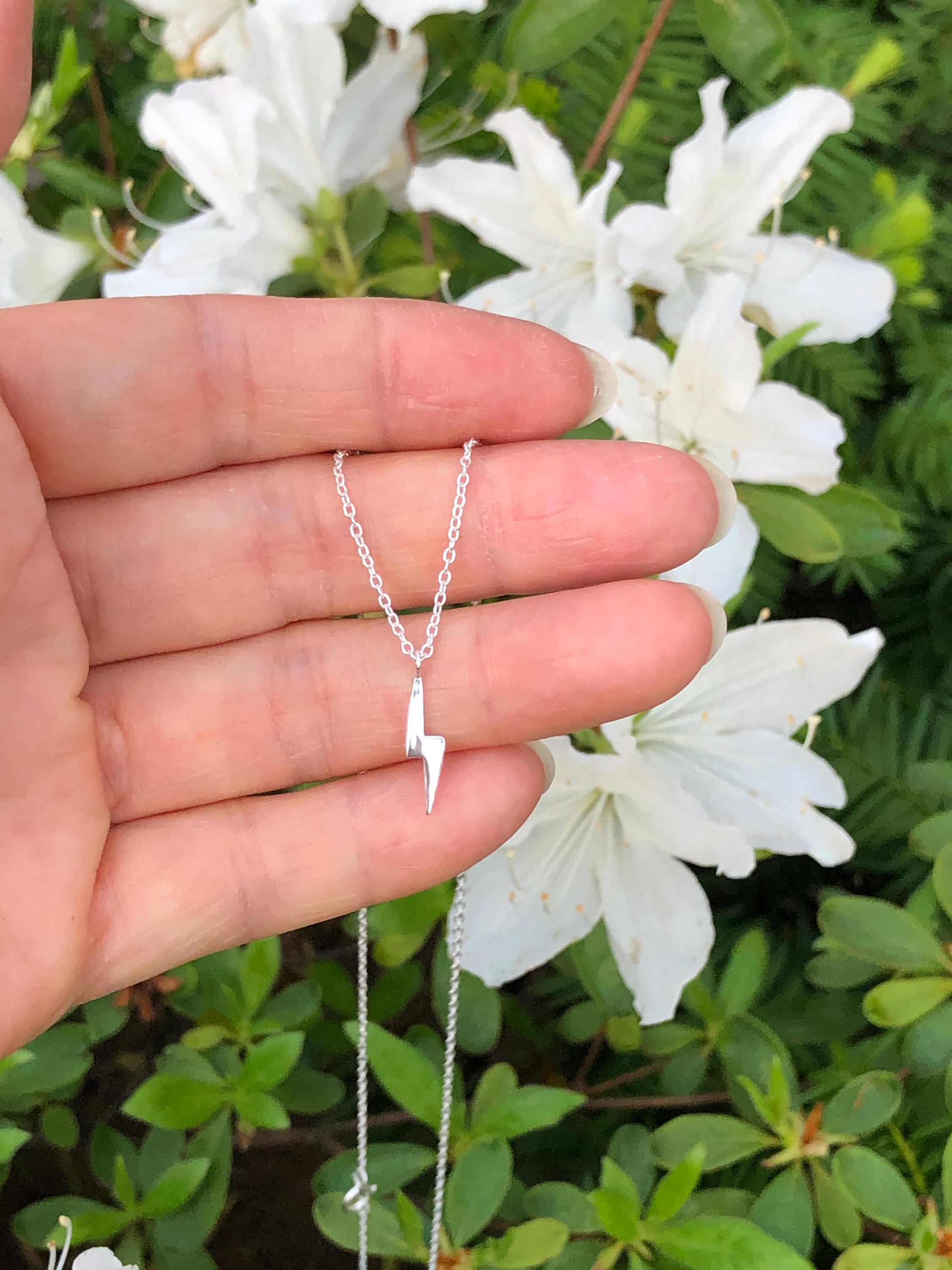 13mm/0.51in Silver Lightning Bolt Necklace Sterling Silver 925