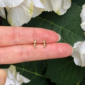 7mm Gold Three Ball Stud Earrings Sterling Silver 925, Gold Plated Graduated Ball Studs, Plain Dainty Three Ball Earrings for Women Girls