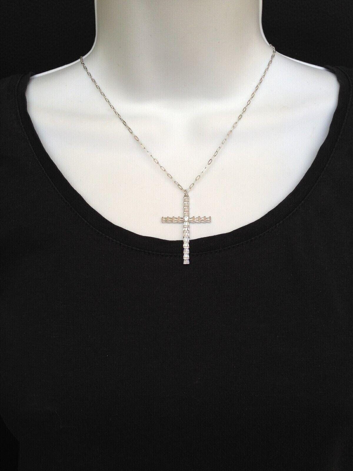 40mm/1.57in Silver Cross Paperclip Necklace Sterling Silver
