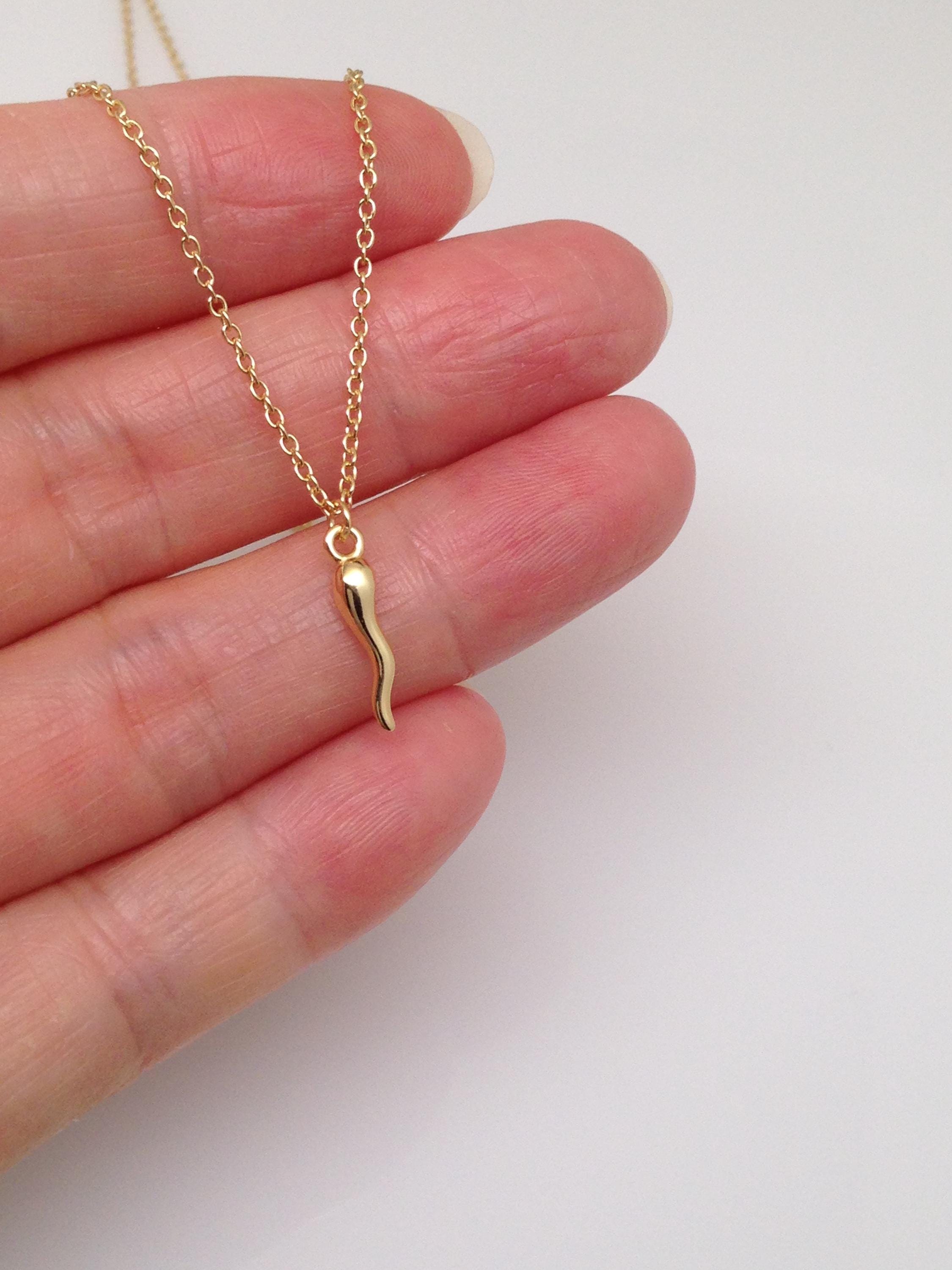 MORELLATO 3411 CIONDOLO １POINT GOLD NATURAL HORN NECKRACE 11mm/0.43in Gold Italian Horn Necklace Sterling Silver 925