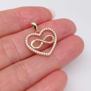 15mm/0.59in Gold Infinity Heart Pendant Sterling Silver 925, Gold ...