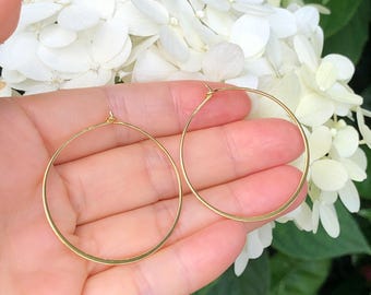 Pendientes de aro de oro de 36 mm/1,42 pulgadas, plata de ley 925, chapados en oro, aros medianos, aros ligeros de alambre fino.