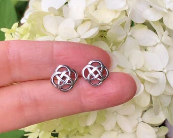 10mm/0.39in Silver Celtic Knot Stud Earrings Sterling Silver 925, Small Celtic Knot Studs, Tiny Celtic Earrings for Women, Gift for her