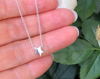 Sterling silver star necklace,Tiny star necklace,Charm tiny Star