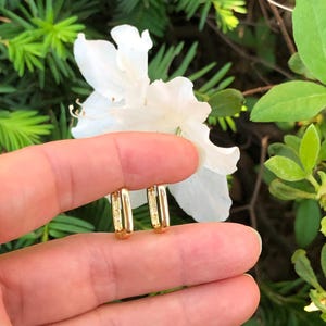 12.5mm/11mm Gold Rectangle U Hoop Earrings Sterling Silver 925, Gold Plated, Plain Hoops, VERY SMALL Rectangle Huggie Hoops, 12.5x7.5x2mm