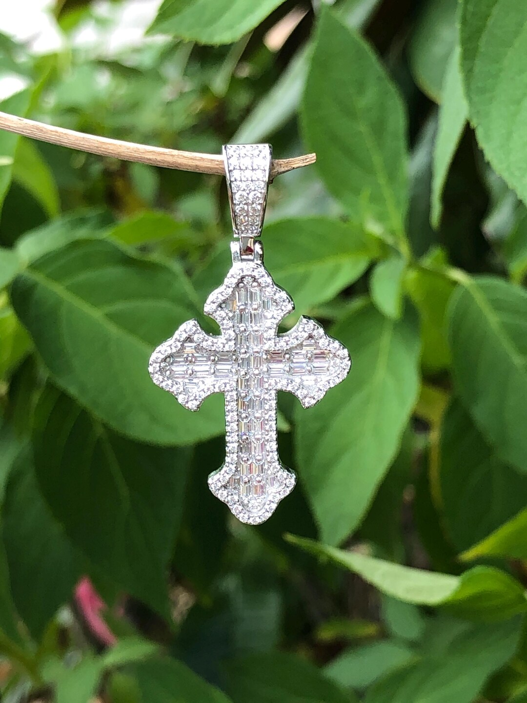 Baguette CZ 'Cora' Kiss Cross & Chain - Sterling Silver