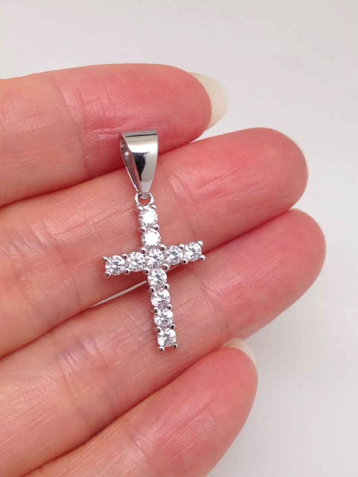 Sterling Silver Cross Pendant With Mother Of Pearl & CZ – 5cm Charm, Unisex
