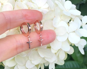 Men Black Stud Earrings Dochais 22 PCS Gothic Punk Cross Dangle