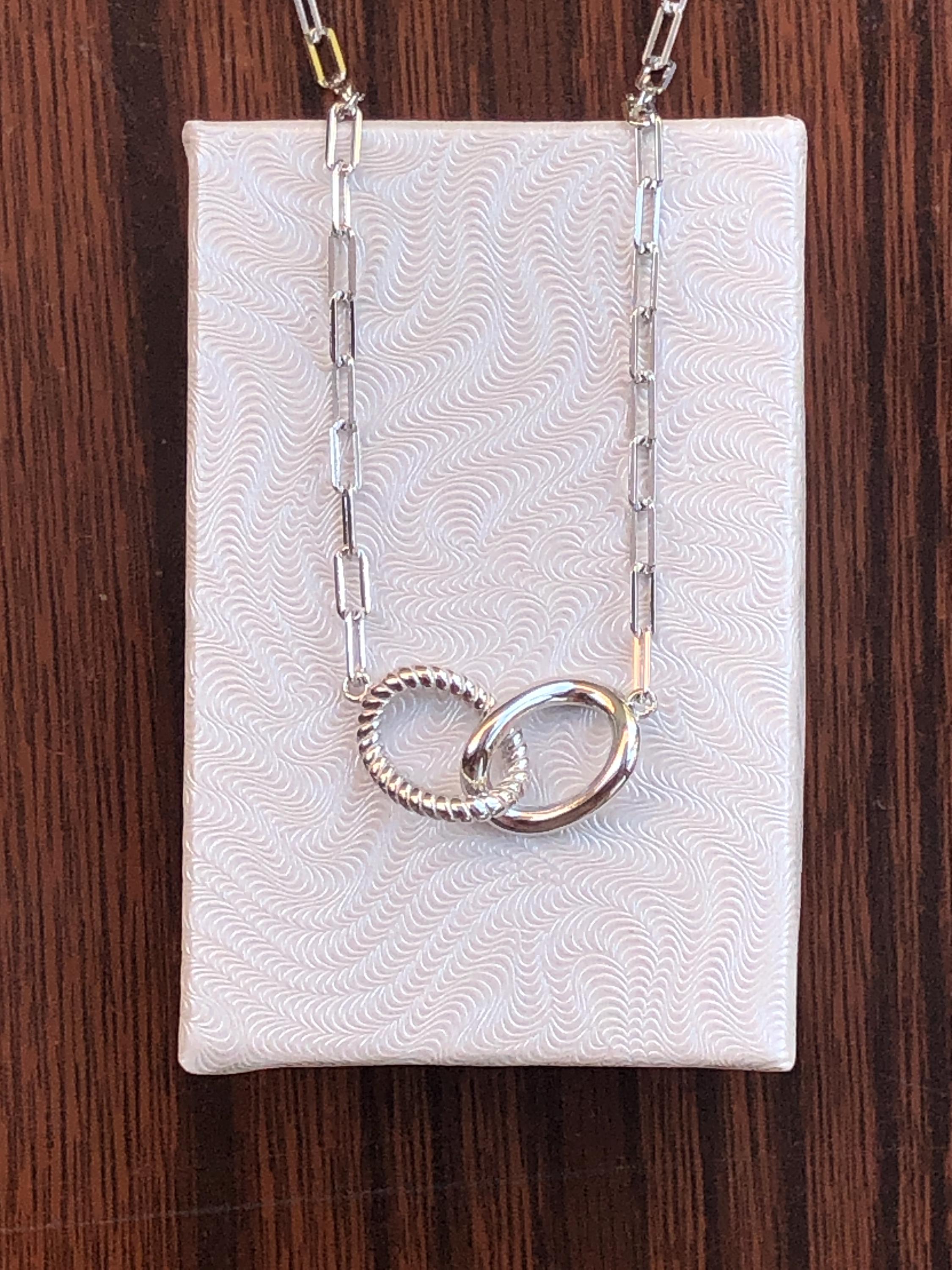 12.8mm Silver Linked Pendant Paperclip Necklace Sterling