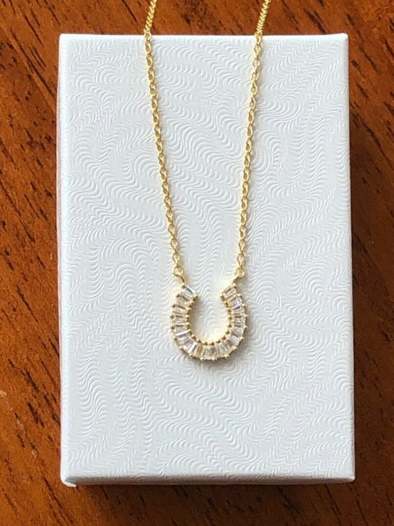 10.8mm/0.43in Gold Horseshoe Necklace Sterling Silver 925