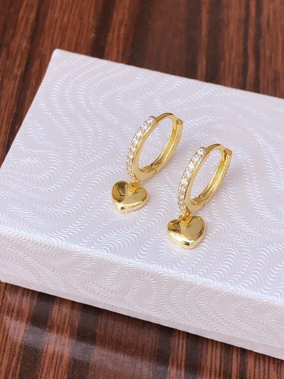 ピアス Numbering Mini Wavy Heart Earring #2106 (10K Gold) 5BNY871 Charlie & Co. Jewelry | 14K Gold Madi K Heart Dangle Huggie