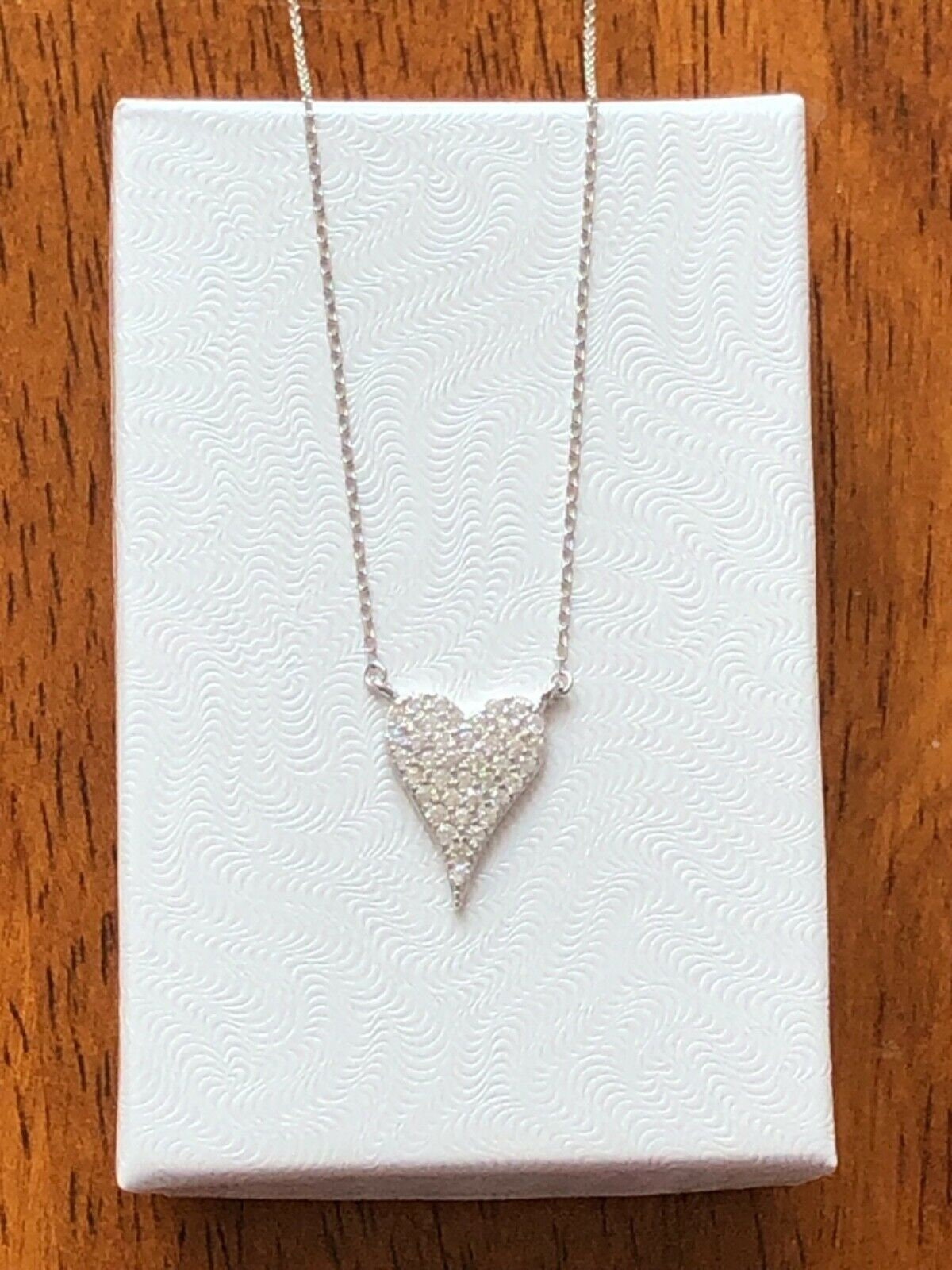 13mm/0.51in Pave Heart Necklace Sterling Silver 925, Cubic