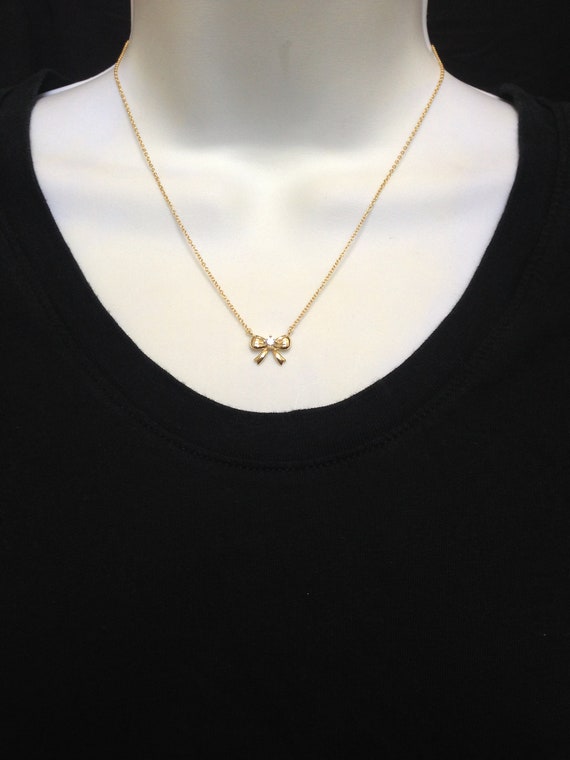 ネックレス・ペンダント Ball Chain Bow Necklace 14K Gold 0.16 CT VS/F-G Diamond Bow Pendant Necklace Wedding