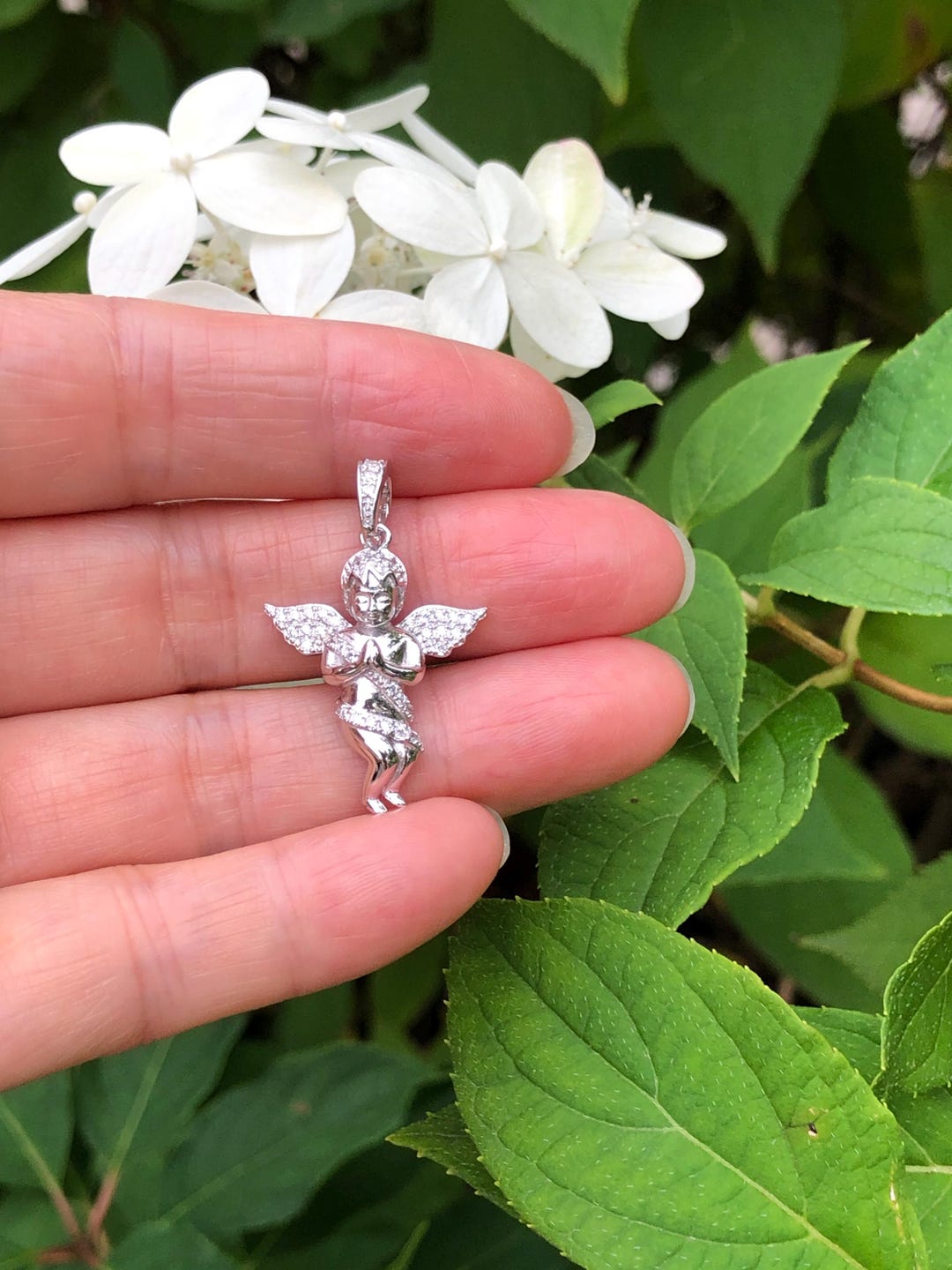 ANGEL MEDALwCRS BBYFAT/シルバーネックレストップ 22mm/0.87in Silver Baby Angel Pendant Sterling Silver 925, Cubic