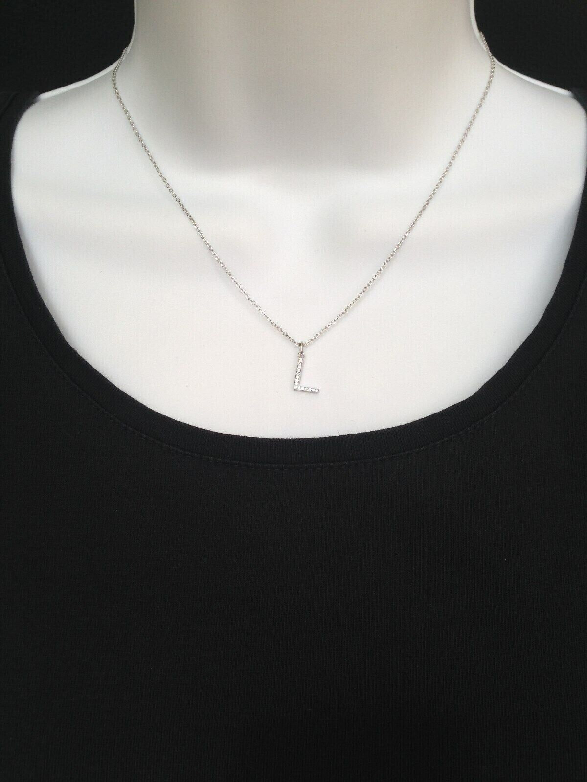 ブレスレット LESS IS MORE silver initial cubic necklace Sterling Silver & Cubic Zirconia Initial Letter Necklace