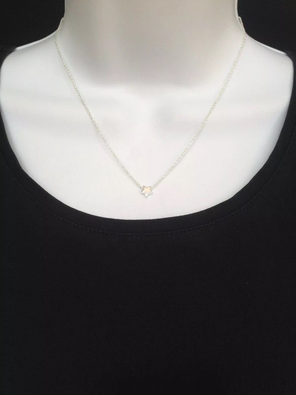 thumbnail image 2 of 925 Sterling Silver Tiny Star Pendant Necklace – 6mm Star Slide, 16-18 Inch Chain 2 of 6